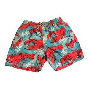 Vilebrequin Red and Blue Lobster Swim Shorts Trunks Size 12